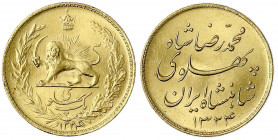 Iran
Mohammed Reza Pahlavi, 1941-1979
Pahlavi SH 1324 = 1945. 8,14 g. 900/1000. fast Stempelglanz. Krause/Mishler 1148.
