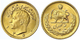 Iran
Mohammed Reza Pahlavi, 1941-1979
1/2 Pahlavi SH 1335 = 1956. 4,07 g. 900/1000. fast Stempelglanz. Krause/Mishler 1161.