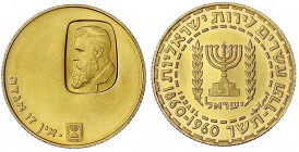 Israel
20 Lirot 1960. 12 Jahre Staat Israel. 100. Geburtstag von Theodor Herzl. 7,99 g. 916/1000. Stempelglanz. Krause/Mishler 30. Schön 18.