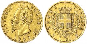Italien- Königreich
Vittorio Emanuele II., 1861-1878
20 Lire 1863 T BN. 6,45 g. 900/1000. sehr schön. Krause/Mishler 10.1. Friedberg 11.