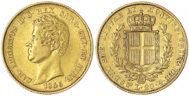 Italien-Sardinien
Carl Albert, 1831-1849
20 Lire 1845 P, Adlerkopf. 6,45 g. 900/1000. sehr schön. Pagani 201. Krause/Mishler 131.1.