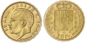 Liechtenstein
Franz Josef II., 1938-1989
20 Franken 1946. 6,45 g. 900/1000. Stempelglanz. Divo 73. Friedberg 17.