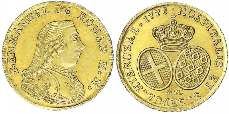 Malta
Emmanuel de Rohan, 1775-1797
20 Scudi 1778. 16,56 g. vorzüglich/Stempelg...