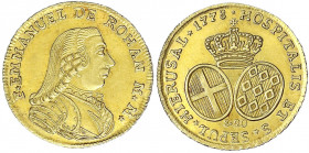 Malta
Emmanuel de Rohan, 1775-1797
20 Scudi 1778. 16,56 g. vorzüglich/Stempelglanz, Prachtexemplar. Restelli/Sammut 3. Friedberg 43.