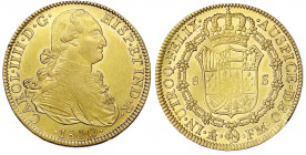 Mexiko
Karl IV., 1788-1808
8 Escudos 1800 Mo FM, Mexico City. 26,92 g. 875/1000. vorzüglich, winz. Kratzer. Friedberg 43. Krause/Mishler 159.