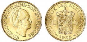 Niederlande
Wilhelmina, 1890-1948
10 Gulden 1932. 6,73 g. 900/1000. fast Stempelglanz. Krause/Mishler 162.