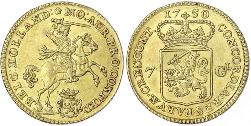 Niederlande-Utrecht
Provinz
1/2 Goldener Reiter (7 Gulden) 1750. 4,97 g. gutes...