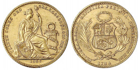 Peru
Republik, seit 1821
20 Soles 1956. 9,36 g. 900/1000. Auflage nur 1201 Ex. vorzüglich/Stempelglanz, selten. Krause/Mishler 229.