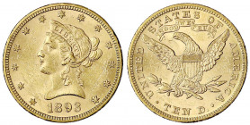Vereinigte Staaten von Amerika
Unabhängigkeit, seit 1776
10 Dollars 1893, Philadelphia. Coronet Head. 16,72 g. 900/1000. vorzüglich/Stempelglanz, kl...