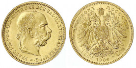 Haus Habsburg
Franz Joseph I., 1848-1916
10 Kronen 1906. 3,39 g. 900/1000. vorzüglich/Stempelglanz. Herinek 385. Friedberg 422.