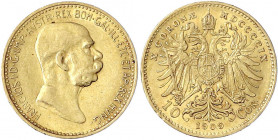 Haus Habsburg
Franz Joseph I., 1848-1916
10 Kronen 1909. Typ 'Marschall'. 3,39 g. 900/1000. gutes vorzüglich. Herinek 387.