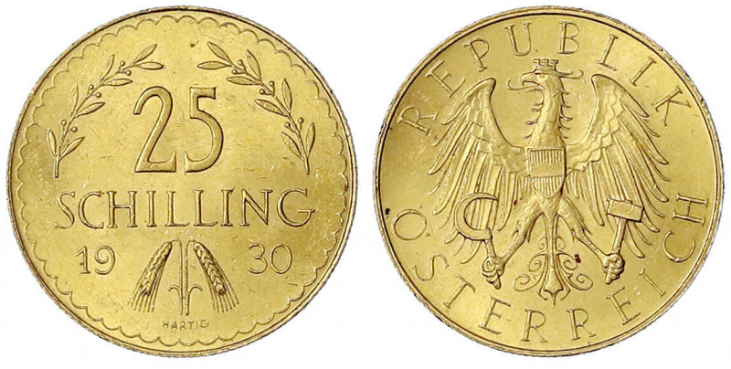 Republik Österreich
1. Republik, 1918-1938
25 Schilling 1930. 5,87 g. 900/1000...