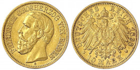 Baden
Friedrich I., 1856-1907
10 Mark 1898 G. vorzüglich. Jaeger 188.