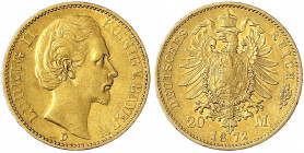 Bayern
Ludwig II., 1864-1886
20 Mark 1872 D. sehr schön. Jaeger 194.