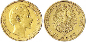 Bayern
Ludwig II., 1864-1886
10 Mark 1875 D. sehr schön. Jaeger 196.