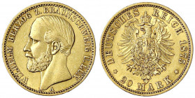 Braunschweig
Wilhelm, 1830-1884
20 Mark 1875 A. gutes vorzüglich. Jaeger 203.