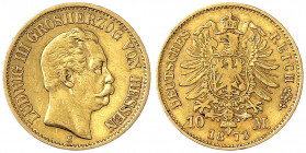Hessen
Ludwig III., 1848-1877
10 Mark 1873 H. fast sehr schön. Jaeger 213.