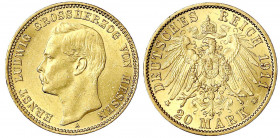 Hessen
Ernst Ludwig, 1892-1918
20 Mark 1911 A. vorzüglich/Stempelglanz. Jaeger 226.