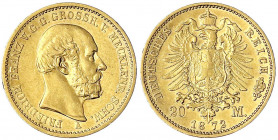 Mecklenburg/-Schwerin
Friedrich Franz II., 1842-1883
20 Mark 1872 A. gutes vorzüglich. Jaeger 230.