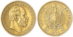 Preußen
Wilhelm I., 1861-1888
20 Mark 1871 A. 1. Reichsmünze. sehr schön, selten. Jaeger 243.