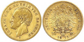 Sachsen
Johann, 1854-1873
10 Mark 1873 E. sehr schön. Jaeger 257.