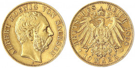 Sachsen
Albert, 1873-1902
10 Mark 1898 E. sehr schön/vorzüglich, kl. Randfehler. Jaeger 263.