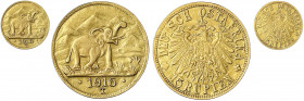 Deutsch-Ostafrika
Notmünzen aus Tabora, 1916
15 Rupien 1916 T. Elefant. Grosse Arabeske endet unter A. vorzüglich, Rand wie üblich etwas überarbeite...