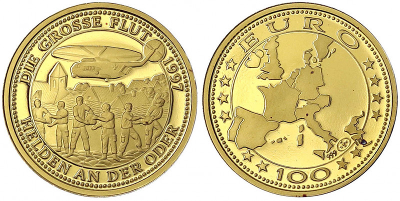 ECU- und Euro-Vorläufer, bis 2001
100 Euro (Medaille) 1997 auf die Helden an de...