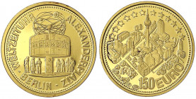 ECU- und Euro-Vorläufer, bis 2001
150 Euro (Medaille) o.J. (1997) Berlin Alexanderplatz, Weltzeituhr/Ansicht Berlins mit Fernsehturm. 10,06 g. 999/10...