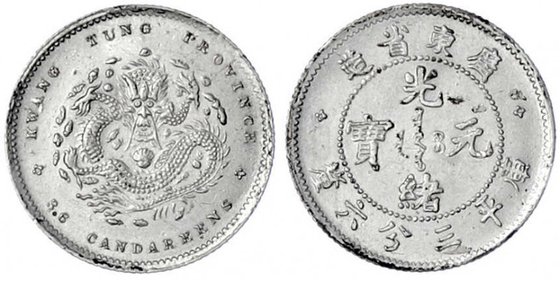 China
Qing-Dynastie. De Zong, 1875-1908
5 Cents o.J., geprägt 1891 Provinz Kwa...
