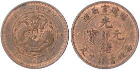 China
Qing-Dynastie. De Zong, 1875-1908
10 Cash o.J.(1901/1905) Provinz Foo-Kien. vorzüglich/Stempelglanz, winz. Fleck. Yeoman 100.2.