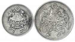 China
Republik, 1912-1949
2 Stück: 20 und 10 Cents, Jahr 15 = 1926 Nationalemblem. beide sehr schön, der 10er zaponiert. Lin Gwo Ming 82, 83.