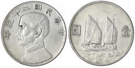 China
Republik, 1912-1949
Dollar (Yuan) Jahr 23 = 1934. vorzüglich, kl. Fleck. Lin Gwo Ming 110. Yeoman 345.