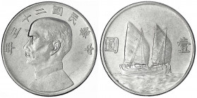 China
Republik, 1912-1949
Dollar (Yuan) Jahr 23 = 1934. sehr schön/vorzüglich, kl. Kratzer und Randfehler. Lin Gwo Ming 110. Yeoman 345.
