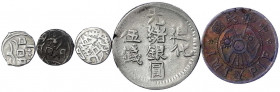 China
Lots bis 1949
5 Münzen: Sinkiang 5 Miscals AH 1324, 3 X 1/2 Miscal, Shensi Cent o.J.(1928). schön bis sehr schön