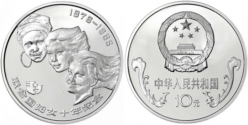 China
Volksrepublik, seit 1949
10 Yuan Silber 1985 Jahr der Frau. In Kapsel. P...