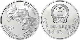 China
Volksrepublik, seit 1949
10 Yuan Silber 1985 Jahr der Frau. In Kapsel. Polierte Platte, etwas berührt. Krause/Mishler 126. Schön 91.