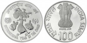 Indien
Republik, seit 1947
100 Rupien Silber 1981. Internationales Jahr des Kindes. Polierte Platte, etwas berieben. Krause/Mishler 277. Schön 152.