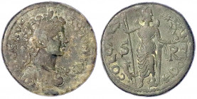 Pisidien
Antiochia
Caracalla, 196-217
Bronzemünze 33 mm, um 203. Belorb., drap. Brb. r./Men steht v.v. 25,09 g. Stempelstellung 12 h. fast sehr sch...