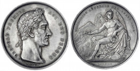 Belgien
Leopold I., 1830-1865
Silbermedaille o.J. von Hart. Ausst. der schönen Künste. 50 mm; 39,58 g. vorzüglich, schöne Patina