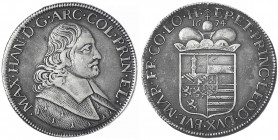 Belgien-Lüttich, Bistum
Maximilian Heinrich v. Bayern, 1650-1688
Patagon 1674. sehr schön, Felder geglättet. Davenport. 4294.