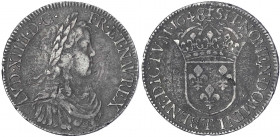 Frankreich
Ludwig XIV., 1643-1715
Ecu a la meche longue 1648 T, Nantes. schön/sehr schön, Kratzer, Patina. Gadoury 202.