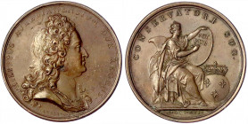 Frankreich
Ludwig XV., 1715-1774
Bronzemedaille 1716 v. J. Le Blanc. Auf Philippe Duc d Orleans. Brb. Philipps n.r./bekrönte weibl. Gestalt sitzt sc...