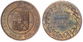 Frankreich
Dritte Republik, 1870-1940
Bronzemedaille 1880 von Thenard. 10. Preis im Scheibenschiessen der Polizei St. Quentin. 51 mm. Verliehen an E...