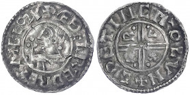 Grossbritannien
Aethelred II., 978-1016
Penny o.J. London, CRVX-Typ. SIPETINEM O LVN. sehr schön. Seaby 1148.