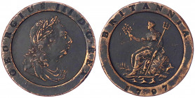 Grossbritannien
George III., 1760-1820
Cartwheel Twopence 1797. sehr schön, Randfehler. Seaby 3776.