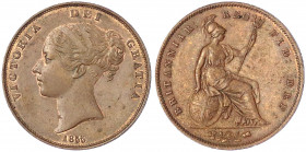Grossbritannien
Victoria, 1837-1901
Kupfer Penny 1855. vorzüglich, kl. Kratzer und Randfehler. Seaby 3948.