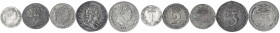 Grossbritannien
Lots
5 Maundy-Münzen: Threepence 1717, Twopence 1737, Penny und Threepence 1818, Twopence 1820. sehr schön/vorzüglich bis fast Stemp...