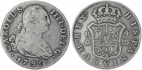 Spanien
Carlos IV., 1788-1808
4 Reales 1791 MF, Madrid. schön/sehr schön. Calicó 777.