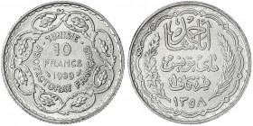 Tunesien
Ahmad Pasha Bey, 1929-1942
10 Francs PROBE 1939. vorzüglich. Krause/Mishler E22. Lecompte 333.
